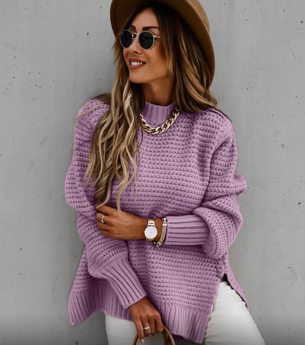 Damen Luxuriöser Strickpullover mit lässigem Schnitt und hohen Bündchen R&B