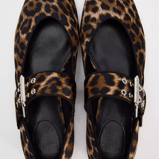 Damen Ballerinas mit Leopardenmuster und dekorativem Riemen R&B