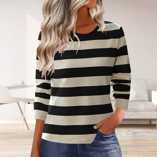 Damen Langarmshirt mit modernem Streifenmuster und bequemer Passform R&B