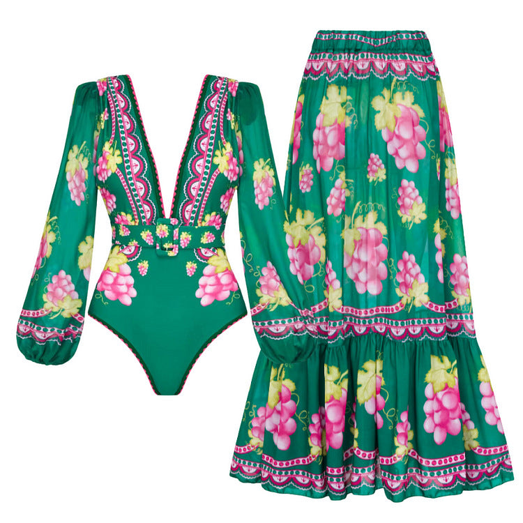 Damen Stylish Elegantes Badeanzug- und Rockset R&B