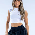 Damen Sportliches Crop-Top mit höherem Kragen und figurbetonter Passform R&B