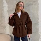 Damen Elegante Wickeljacke mit Gürtel und lässigem Schnitt R&B