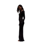 Damen gehäkeltes Maxi-Kleid mit tiefem V-Ausschnitt und weitem Ärmel R&B