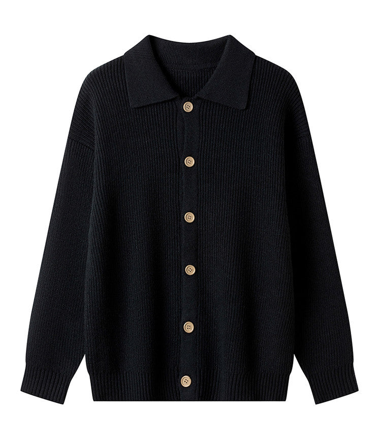 Damen Gemusterte Strickjacke mit Kragen und Knopfleiste R&B