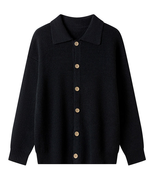 Damen Gemusterte Strickjacke mit Kragen und Knopfleiste R&B