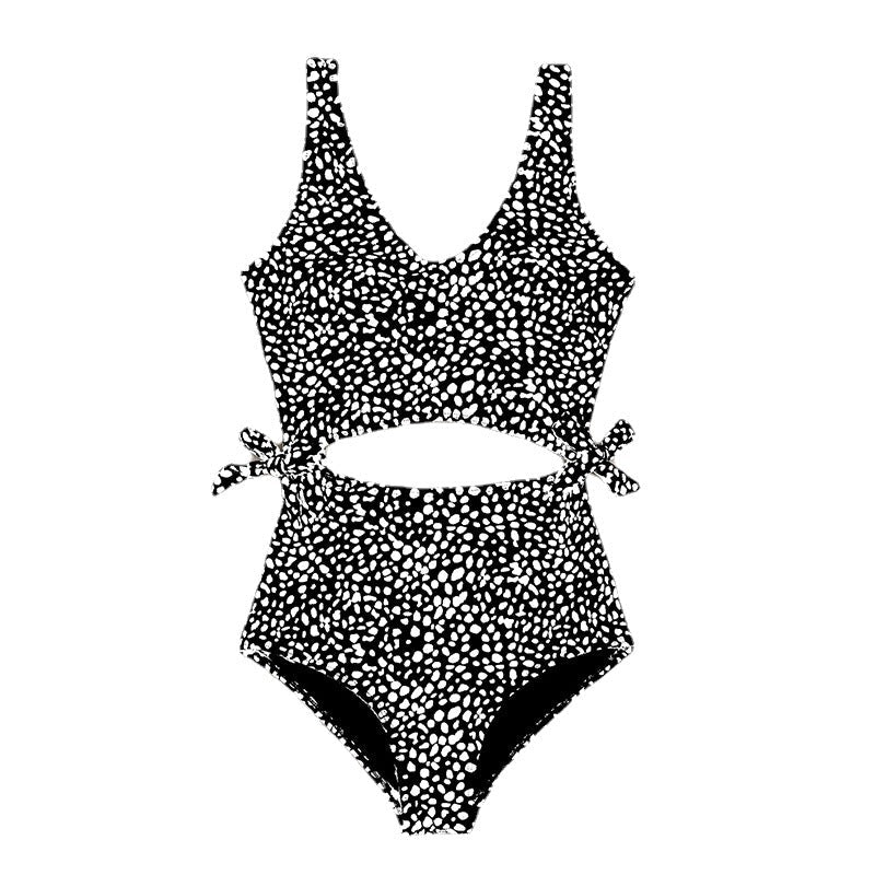 Damen Cropped Badeanzug mit asymmetrischem Design und modischen Bindändern
