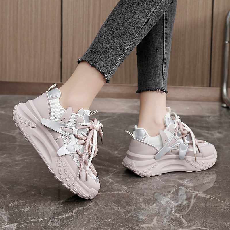 Damen trendige Chunky Sneaker mit dämpfendem Sohlenprofil und atmungsaktiver Oberfläche R&B