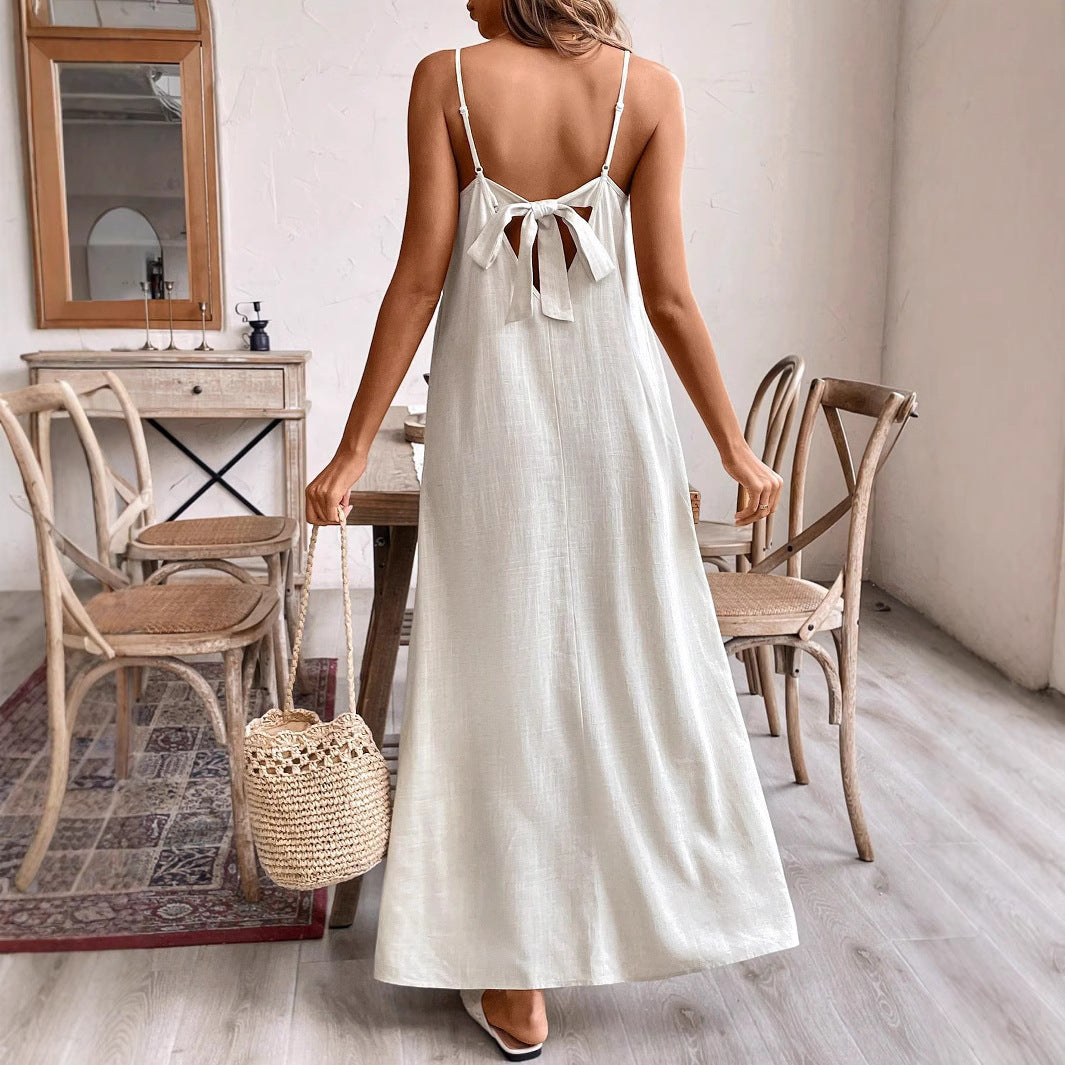 Damen Maxikleid mit feinen Trägern und fließendem Schnitt R&B