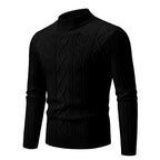 Herren Strickpullover mit hochgeschlossenem Kragen und Zopfmuster R&B