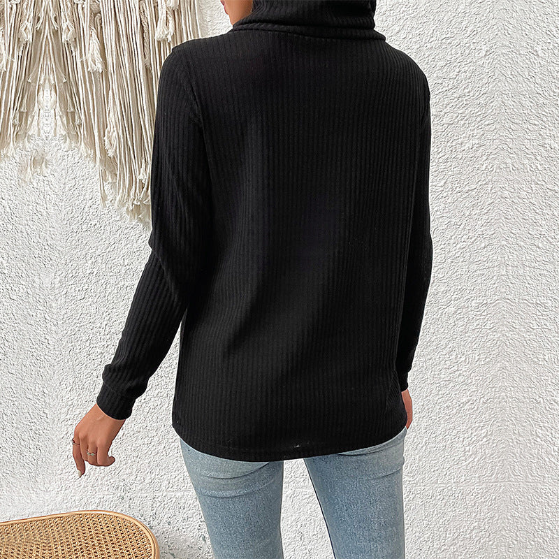 Damen Strickpullover mit asymmetrischem Schnitt und modischem Knopfdesign R&B