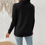Damen Strickpullover mit asymmetrischem Schnitt und modischem Knopfdesign