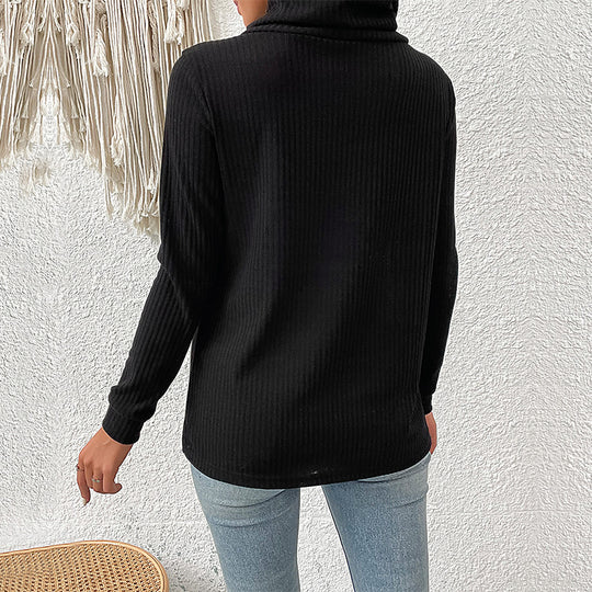 Damen Strickpullover mit asymmetrischem Schnitt und modischem Knopfdesign R&B