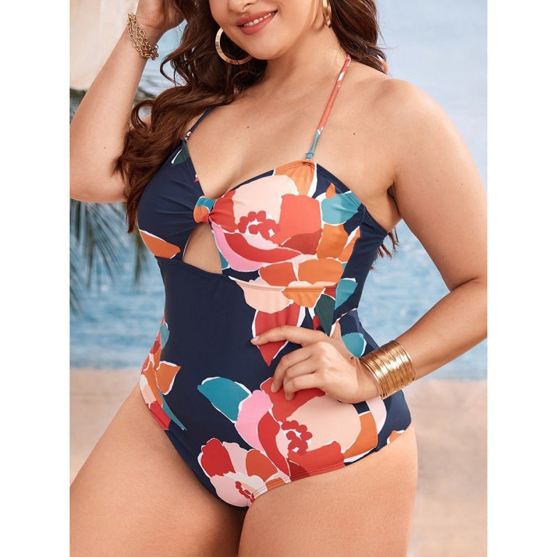 Damen Einteiler Badeanzug mit floralem Cut-Out und verstellbaren Trägern R&B