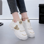 Damen Sportliche Sneakers mit glitzerndem Herz-Detail R&B