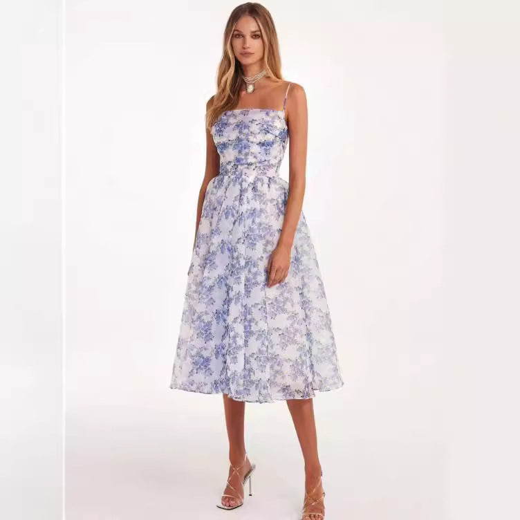 Damen Midi-Kleid mit elegantem Chiffon und floralen Applikationen R&B