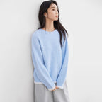 Damen Grob gestrickter Pullover mit überschnittenen Schultern und weichem Abschluss
