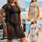 Damen gehäkelter Strandüberwurf mit seitlichen Schlitzen R&B