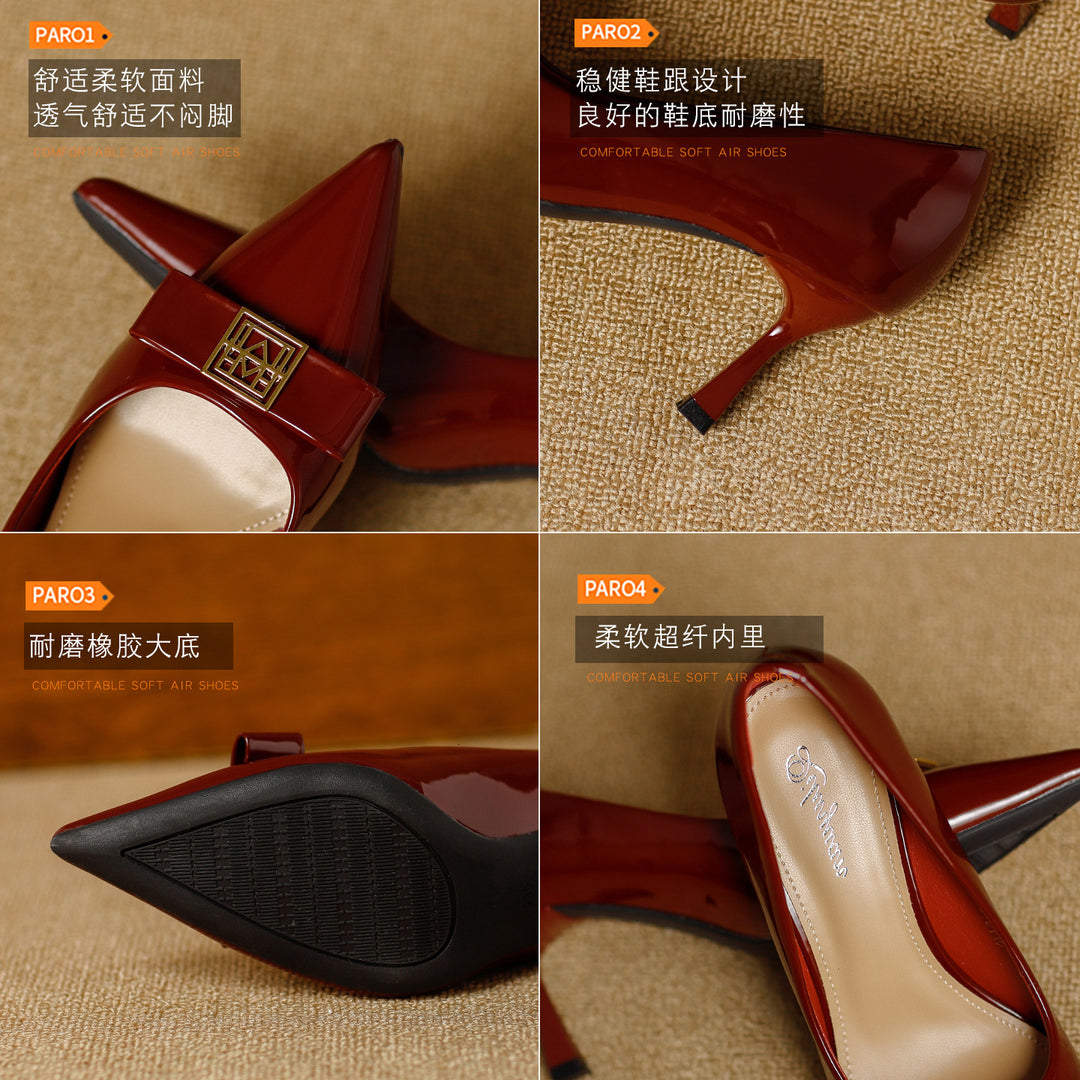 Damen elegante Pumps mit einzigartigem Schleifenakzent und komfortablem Blockabsatz R&B