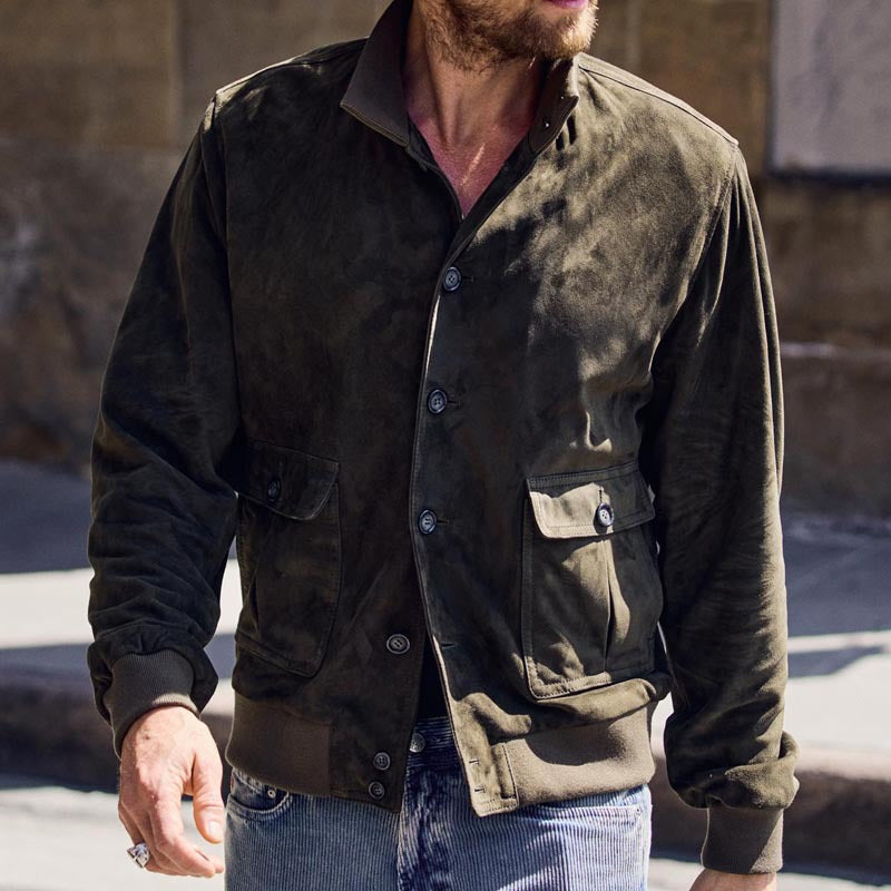 Herren elegante Wildlederjacke mit modernen Details R&B
