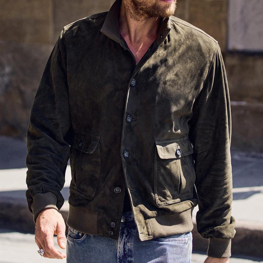 Herren elegante Wildlederjacke mit modernen Details R&B