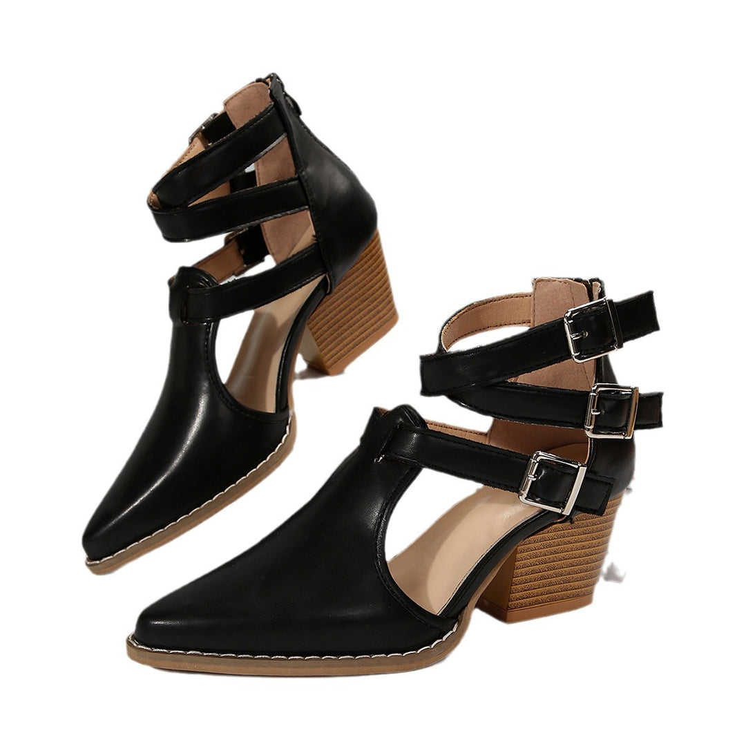Damen elegante Ankle-Boots mit verstellbaren Schnallen R&B