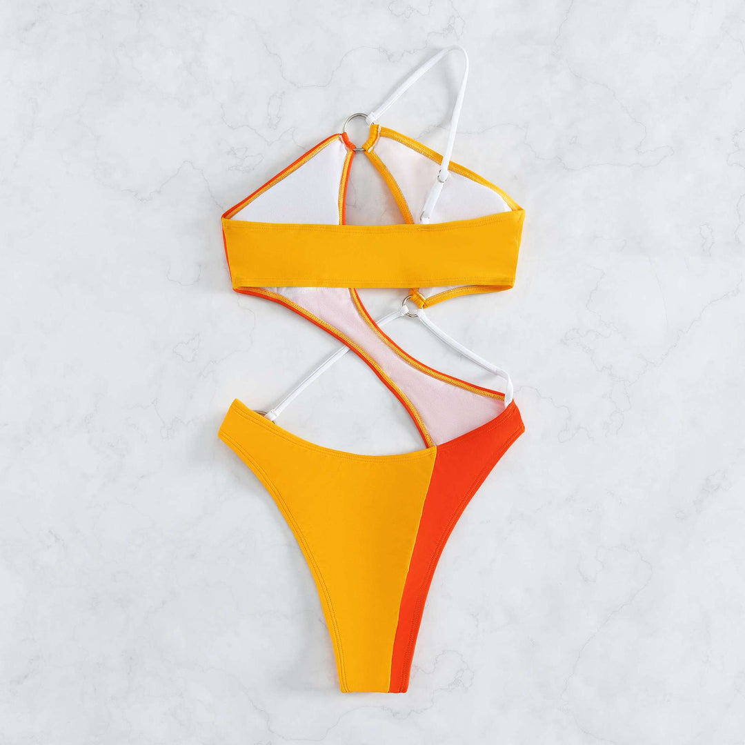 Damen Einteiliger Badeanzug mit innovativem Cut-Out und modischen Ringdetails R&B