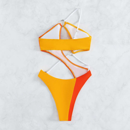 Damen Einteiliger Badeanzug mit innovativem Cut-Out und modischen Ringdetails R&B
