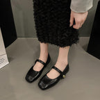 Damen Ballerinas mit elegantem Riemen und weicher Lederoberfläche R&B