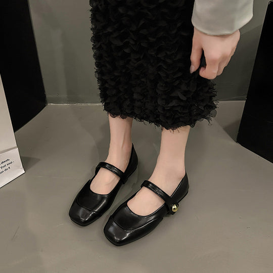Damen Ballerinas mit elegantem Riemen und weicher Lederoberfläche R&B