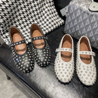 Damen Ballerinas mit elegantem Strassbesatz und Riemchen