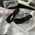 Damen Elegante Keil-Sandalen mit dekorativen Blütenapplikationen R&B