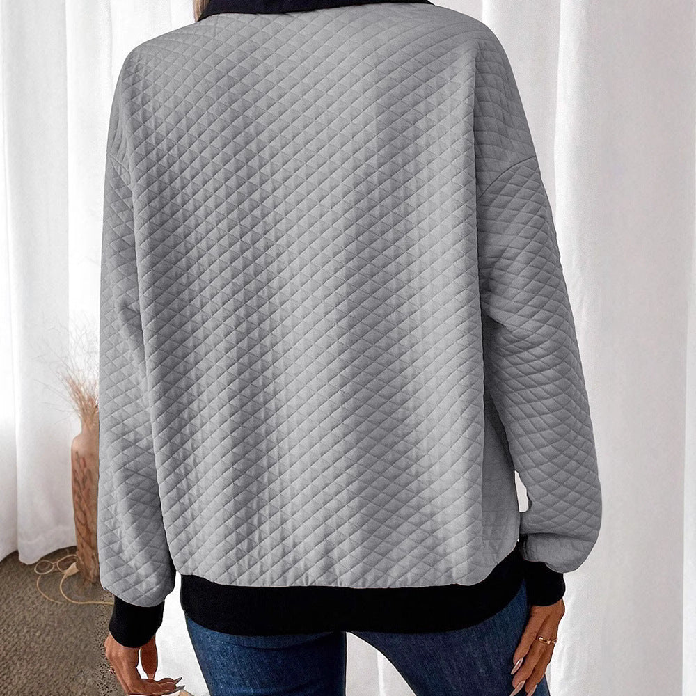 Damen stylischer und bequemer Sweatshirt mit Kragen R&B