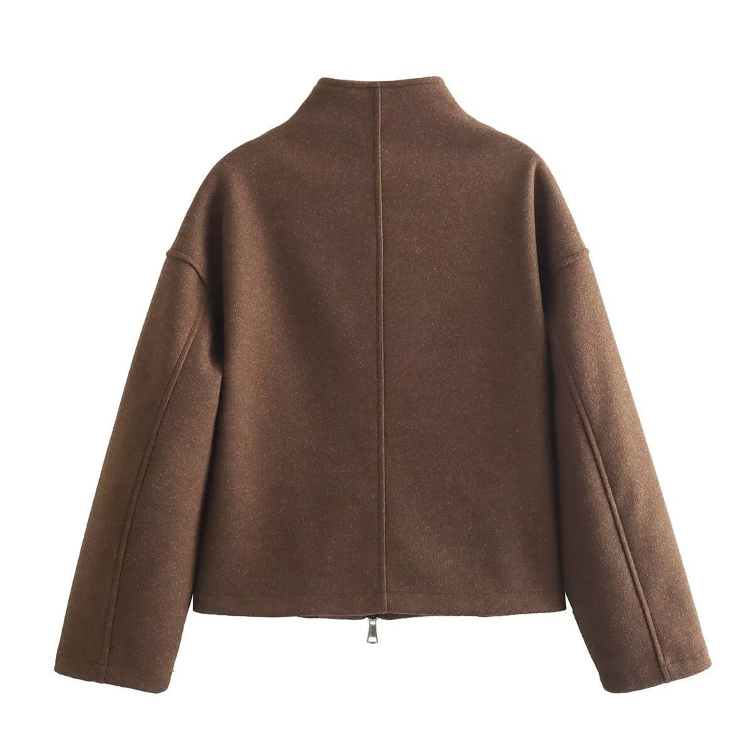 Damen modische Übergangsjacke mit hohem Kragen und praktischen Reißverschlusstaschen R&B