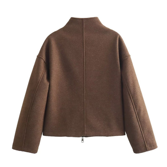 Damen modische Übergangsjacke mit hohem Kragen und praktischen Reißverschlusstaschen R&B