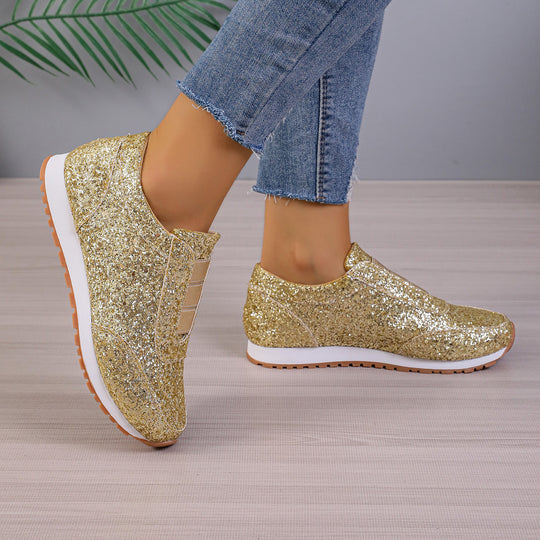 Damen Glitzernde Sneakers mit elastischem Einstieg und rutschfester Sohle R&B