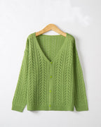 Damen Strickcardigan mit luftiger Lochmusterung und V-Ausschnitt