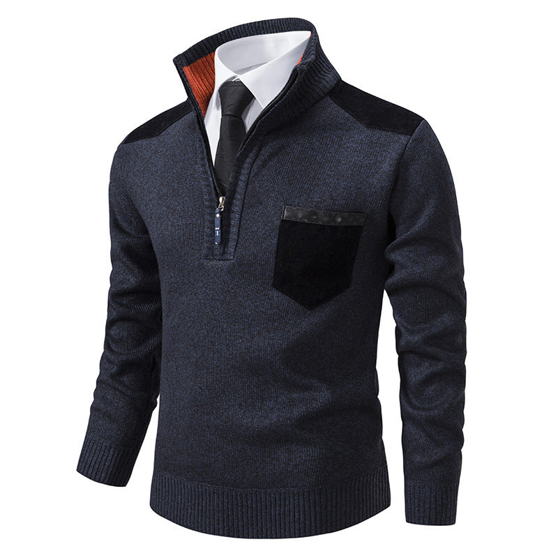 Herren lässiger Pullover mit halbem Reißverschluss und modernem Kragen R&B