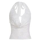 Damen Haltertop mit elegantem Blumenmuster und verspieltem Rücken R&B
