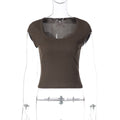 Damen figurbetontes Kurzarm-Top R&B