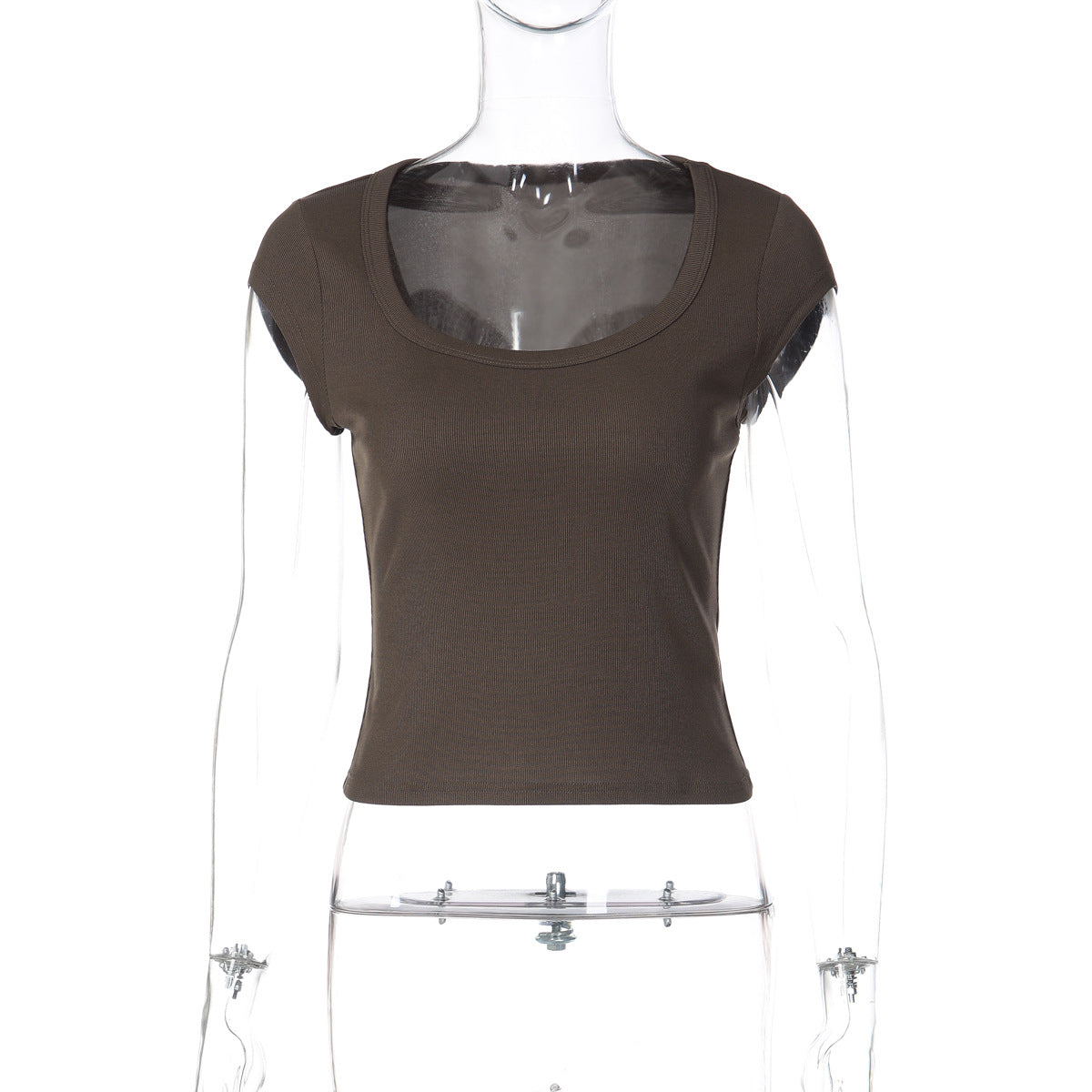 Damen figurbetontes Kurzarm-Top R&B