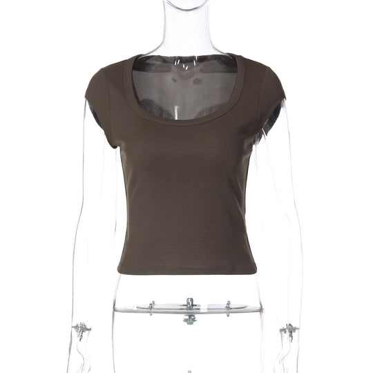 Damen figurbetontes Kurzarm-Top R&B
