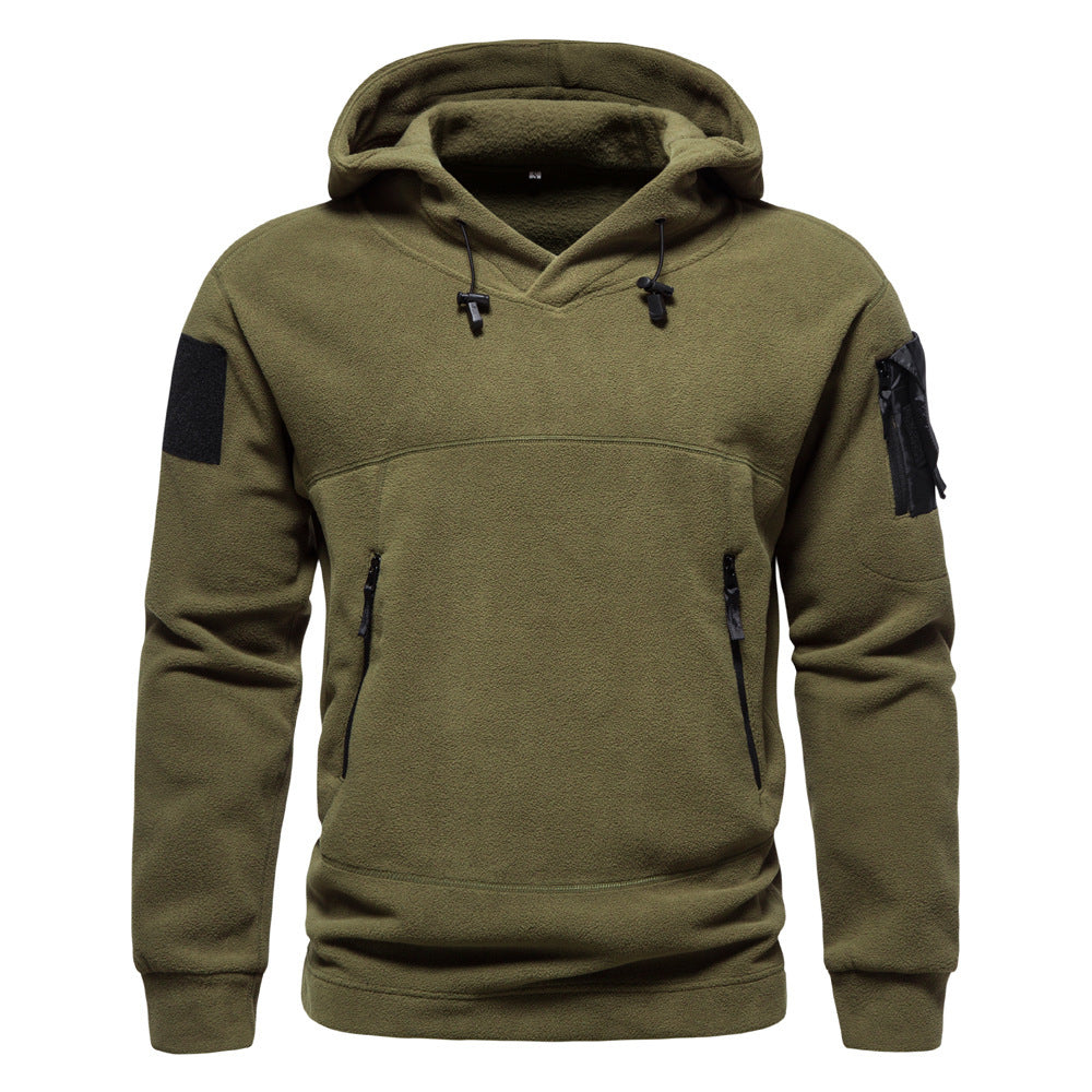 Herren moderne Fleece-Hoodie mit strategischen Reißverschlusstaschen R&B