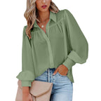 Damen Bluse mit femininen Rüschendetails und lockeren Ärmeln R&B