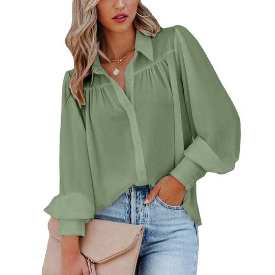 Damen Bluse mit femininen Rüschendetails und lockeren Ärmeln R&B