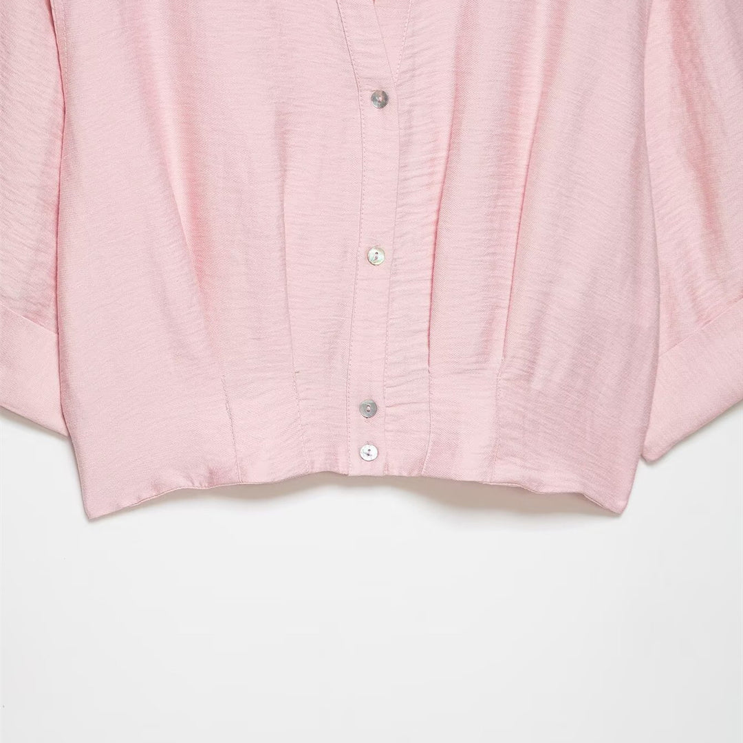 Damen kurzärmlige Bluse mit lässigem Schnitt und stylischem Kragen R&B