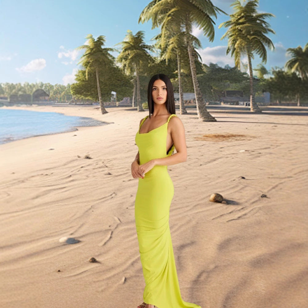 Damen Elegantes figurumspielendes Maxikleid mit Spaghettiträgern und raffinierten Details R&B