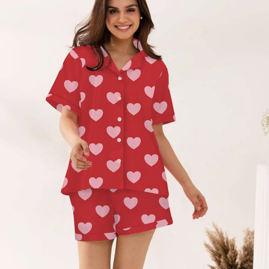 Damen Schlafanzugset mit Herzmuster R&B