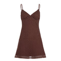 Damen süßes Spaghettiträger-Kleid mit Punktmuster und fließendem Schnitt R&B