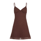 Damen süßes Spaghettiträger-Kleid mit Punktmuster und fließendem Schnitt R&B