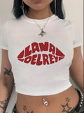 Damen Crop-T-Shirt mit auffälligem Statement-Print R&B